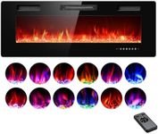 Rintuf 50’’ Electric Fireplace Wall Mounted and Recessed, Electric Fireplace Inserts with Timer, Remote, Touch Screen, Adjustable Flame Color/Speed, 750/1500W Electric Fire Place for The Living Room