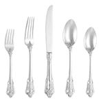 SHEUMNT Gorgeous Baroque Silver 18/10 Stainless Steel 20 Pieces Flatware Set, Anti-Rust Stainless Steel Gold Cutlery Set Utensils Including Fork Spoon and Knife with Gift Box