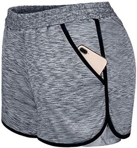BLEVONH Athletic Shorts,Womens Plus Size Loose Running Fitness Lightweight Short Pants with Pockets Grey 3XL
