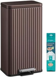 SONGMICS Trash Can, 8 Gallon (30 L), Stainless Steel, with Lid, Pedal