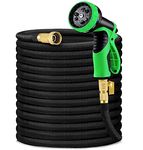 Vorey Garden Hose 150FT, Expandable Hose Flexible Lightweight Water Hose with 9 Function Nozzle Sprayer Expanding Durable Hose with 3/4 Inch Solid Brass Fittings, Black