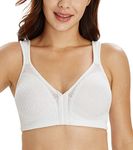 Lemorosy Full Coverage Front Closure Posture Bra Wirefree Unpadded Back Support Bra(White, 48DDD)