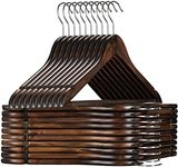 WHISKET Premium Wooden Hangers - Durable & Slim Coat Hanger - Suit Hangers with 360-Degree Rotatable Hook - Wood Hangers with Shoulder Grooves (Walnut) [Pack of 60]