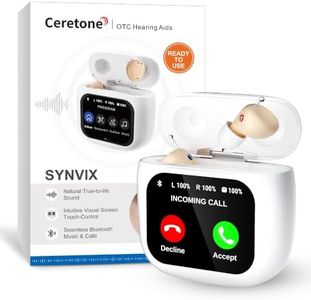 Ceretone OTC Hearing Aids with Bluetooth & Touchscreen, Rechargeable CIC Discreet Hearing Aids for Seniors, Up to 100H Battery Life, 2.05" Color Display, 6 Volume Levels, 4 Listening Modes, No APP