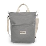 MAYMOONER Women Large Canvas Tote bag with Zipper and Pocket,Casual Crossbody Bags for School,Hobo Bags,Shopping Shoulder Bags Grey