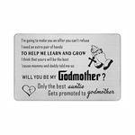 DEGASKEN Godmother Proposal Card Gifts - Will You Be My Godmother? Only The Best Auntie Gets Promoted To Godmother - Metal Engraved Wallet Card