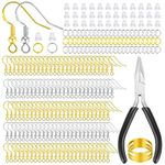 MAIBAOTA Earring Hooks for Jewelry Making, 602 Pcs Earring Making Supplies, 925 Silver and Gold Plated, Hypoallergenic Earring Making Kit, Earring Findings, Jump Rings, Rubber Earring Backs, DIY Tool