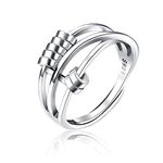 Anxiety Ring, Fidget Ring Anxiety Rings for Women Spinner Ring, Silver Plated Fidget Rings for Anxiety Stress Reliever Spinner Rings, Adjustable Rings for Women Men, Jewelry Gift for Women Girls