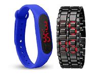 pass pass Digital Bracelet Led Black Dial Watch for Boy's & Girl's (Combo)