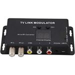 iayokocc AV to RF Converter, Mini TV Link Modulator IR Extender, UHF Modulator with Adjustable Audio/Video Output Level, Compatible with Set-top Box, A/V Sources