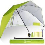 Homecall Beach Umbrella with Window and Windshade, UV-Resistant Polyester - Green