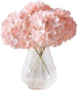 KISLOHUM Artificial Hydrangea Flowers Blush Heads 10 Fake Hydrangea Silk Flowers for Wedding Centerpieces Bouquets DIY Floral Decor Home Decoration with Stems(VASE NOT Included)