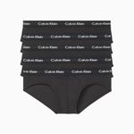 Calvin Klein Men's Cotton Stretch 5-Pack Hip Brief, 5 Black, Medium