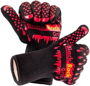 Black Rock Grill Fire & Heat Resistant Gloves 500C/932F – 28 cm Silicone Oven Mitts with Fingers- Gloves For Bbq,Fireplace, Lava Stones Welding, Pot Holder, Air Fryer & Wood Burner – (Medium)