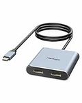 fairikabe USB C to Dual HDMI Adapter 4K 60Hz, USB C Splitter 2 Monitors Extended Display, Type C HDMI Hub (DP Alt Mode Required) Compatible with Thunderbolt 3