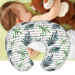 U Shaped Nursing Pillow Slipcover Breastfeeding Pillow Cover Flexible for Baby (Striped Green Leaves)