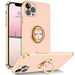 BENTOBEN iPhone 12 Pro Case with 360° Ring Holder, Shockproof Slim Kickstand Magnetic Support Car Mount Women Men Non-Slip Protective Phone Case for iPhone 12 Pro 6.1", Light Pink