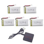 5PCS 3.7V 1200mAh Lithium Battery + 5-in-1 Charger for SYMA X5S X5SC X5SW X5SW-1 Aerial Four Axis Aircraft and RC Drone Battery Accessories