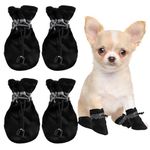 Dog Shoes, 2 Pairs Dog Shoes Waterproof Dog Snow Boots Anti-Slip Paw Protectors With Waterproof Rubber Bottom And Adjustable Straps For Pet Indoor And Outdoor Activities(Black)