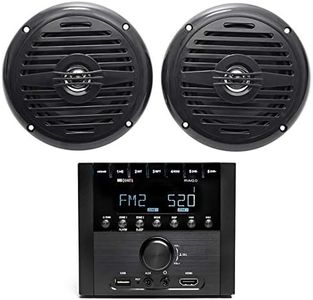 MB Quart RVM2.0 2-Zone RV Receiver Bluetooth Radio Stereo Bundle with Pair Rockville MS525B 5.25" 400 Watt Waterproof Marine Boat Speakers 2-Way Black