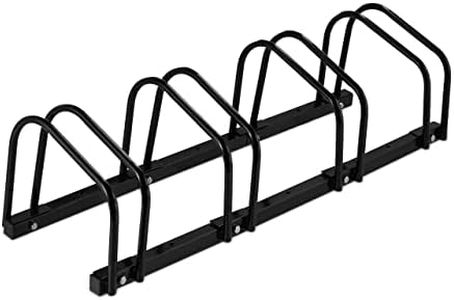 Relaxdays Soportes Bicicleta Suelo, para 4 Bicis, Ancho de Neumático hasta 60 mm, Metálico, Garaje, Portabicis, Negro, Acero, 27 x 100 x 33 cm