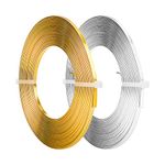 BENECREAT 2 Rolls 32 Feet Gold Sliver Flat Jewelry Craft Wire 18 Gauge Aluminum Wire 3mm Wide for Bezel Jewelry Making, Sculpting, Armature Craft