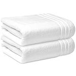 Towelogy® Luxury Egyptian Cotton Bath Sheets 100x150cm for Hospitality Industry Use in Hotels & Spas Quick Dry and Absorbent Fade & Tear Resistant Bath Towels (Eggshell White, 2)