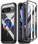 Poetic Guardian MagPro Case for Google Pixel 9 Pro XL 5G, [Compatible with MagSafe & Fingerprint ID], [2 Front Frame] Full-Body Shockproof Clear Cover with Built-in Screen Protector, Black/Clear