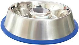 Mr. Peanut's Stainless Steel Interactive Slow Feed Dog Bowl with a Silicone Base, Fun Healthy Bloat Stop Feeder (Large)