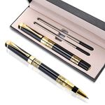 Cobee Luxury Ballpoint Pen, 1.0mm Business Metal Ball Point Pen with 2 Refills Black Ink Pen Smooth Writing Rollerball Pen Fancy Ballpoint Pen Gift for Men Women Signature Executive(Black)