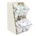 Bokelai Multipurpose Storage Organiser with 2 Open Drawers Coffee Pod Holder Storage Box for Tea Bags Capsules Creamer K Cup Suitable for various countertops Cream White