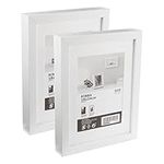 Ikea RIBBA Chunky Thick Box Photo Frames, White, 18 x 24 cm (with 13 x 18 cm Mat), Fibreboard & Plastic - Set of 2