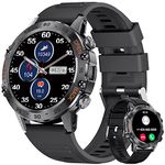 Smart Watch for Men, 1.39'' HD Military Smart Watches with Bluetooth Call/Heart Rate/Blood Pressure/Sleep Monitor, Men Watches with 100+ Sport Modes, IP68 Waterproof Smartwatch with 2 Silicone Straps