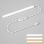 Hoteon Plastic Led Under Cabinet Light, Closet Light With 3 Color Modes(3000K/4000K/5700K), 8 Level Brightness, 7W Usb Plug Batten Light, Counter Light, Desk Light