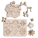 MUYULIN Jewelry Baroque Fondant Molds (2 Pack), Silicone Crown Diamond Cutter, Gem Brooches Necklace, for Cake Cupcake Decorations, Chocolate, Candy, Picture Frame, Borders, Polymer Clay (ZH11)