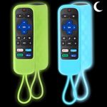 2 Pack Case for Roku Express/Streaming Stick/Premiere-Silicone Remote Cover for TCL Hisense Roku TV Remote Sleeve Skin Smart TV Remote Control Replacement Cover Case Glow in The Dark(Green and Blue)