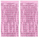 AMFIN® (Pack of 2) Square Foil Curtains for Birthday Decoration Photo Booth Props Backdrop Baby Shower Bachelorette Party Decoration - Pink