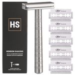 Henson Shaving Razor - Aluminum Double Edge Safety Razor with 5 Spare Blades - 30° Angled Precision With Superior Blade Rigidity- Reusable Single Blade Razors For Men and Women