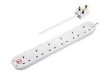 Masterplug SRG6210N-MP Six Socket Surge Protected Extension Lead, 2 Metres, White