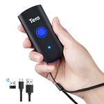 Tera Wireless Barcode Scanner 1D Laser Mini Pocket Waterproof Scanner 3in1 Compatible with Bluetooth USB Wired Portable Bar Code Reader for Supermarket Logistics Work with iOS Windows Android 1100L