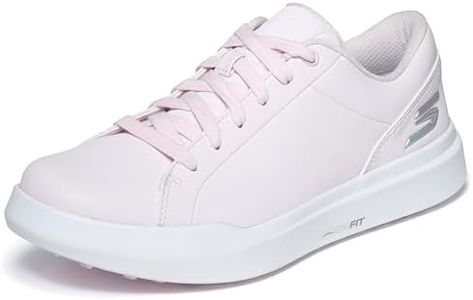 Skechers Women's Drive 6 Arch Leather Relaxed Fit Waterproof Golf Shoe Sneaker, Pink, 8.5