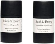 Each & Every All Natural Deodorant for Men & Women - Aluminum-Free, Sensitive Skin, Plant-Based, Baking Soda-Free, Long Lasting 24 Hr Odor Control - Fragrance Free Travel Size (2 Pack, 0.5oz)