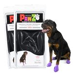 PawZ Rubber Dog Boots for Large Paws - All-Weather Waterproof Dog Shoes, Anti-Slip Traction for Rain, Snow, Mud & Hot Pavement - Pull-On Dog Booties, Black - Large (3"- 4") - Pack of 24