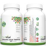 Plantvital Organic Milk Thistle Extract Capsules - Vegan - 80% Silymarin Flavonoids - Can protect, support liver function and digestive disturbances - Non-GMO - 6 Months Supply - 180 Capsules