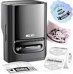 Nelko PM220 Bluetooth Thermal Label Printer, Portable Label Maker Machine for iOS & Android Phone, Label Maker for Clothing, Jewellery, Retail, Address, Barcode, Home, with 1 Roll 40x30mm Label（Black）