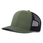 FREEBIRD99 Trucker Hat for Men & Women Adjustable Snapback Outdoor Mesh Cap (Olive Green-Black)