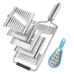 MiHerom 4-in-1 Vegetable Chopper,Adjustable Mandoline Slicer,Handheld Cheese Grater,Lemon Zester,Cabbage Shredder for Parmesan, Citrus, Nutmeg,Chocolate