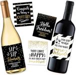 5 Retirement Party Gift Wine Labels or Stickers For Men or Women, Funny Officially Retired Decoration Supplies For Early Nurse, Police, Firefighter, Navy, Army, Military USAF Air Force Marines Teacher