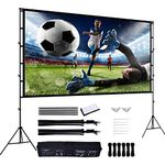 Portable Outdoor Projector Screen with Stand, Movie Projection Screen, Large 120 Inch Movie Screen Home Theater