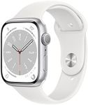 Apple Watch Series 8 [GPS 45mm] Smart Watch w/Silver Aluminum Case with White Sport Band - M/L. Fitness Tracker, Blood Oxygen & ECG Apps, Always-On Retina Display, Water Resistant